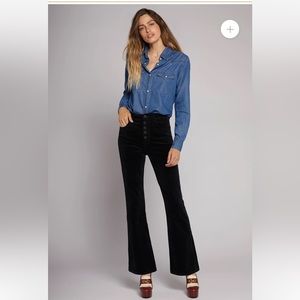 Current/Elliott black velvet high waist flare pant size 27